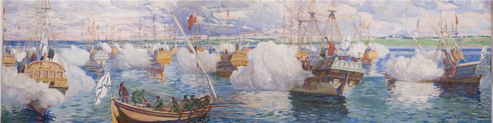 Картина "Потешная флотилия Петра I на Плещеевом озере". Фото: museumpereslavl.ru